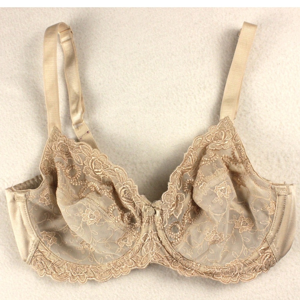 Wacoal 85720 Sheer Lace Underwire Full Coverage Bra Beige Nude Womens 34C